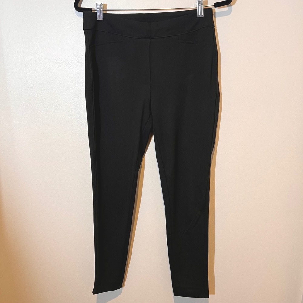 Chicos Black Knit Ankle Ponte Pants Slimming Minimalist‎ Easy Wear EUC 1R/Med/8R - Picture 2 of 12
